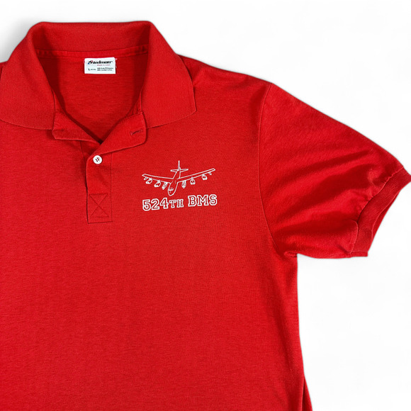 Vintage B-52 Stratofortress Polo Shirt Adult SMALL Red 524th Bomb Squadron USA - Picture 2 of 9